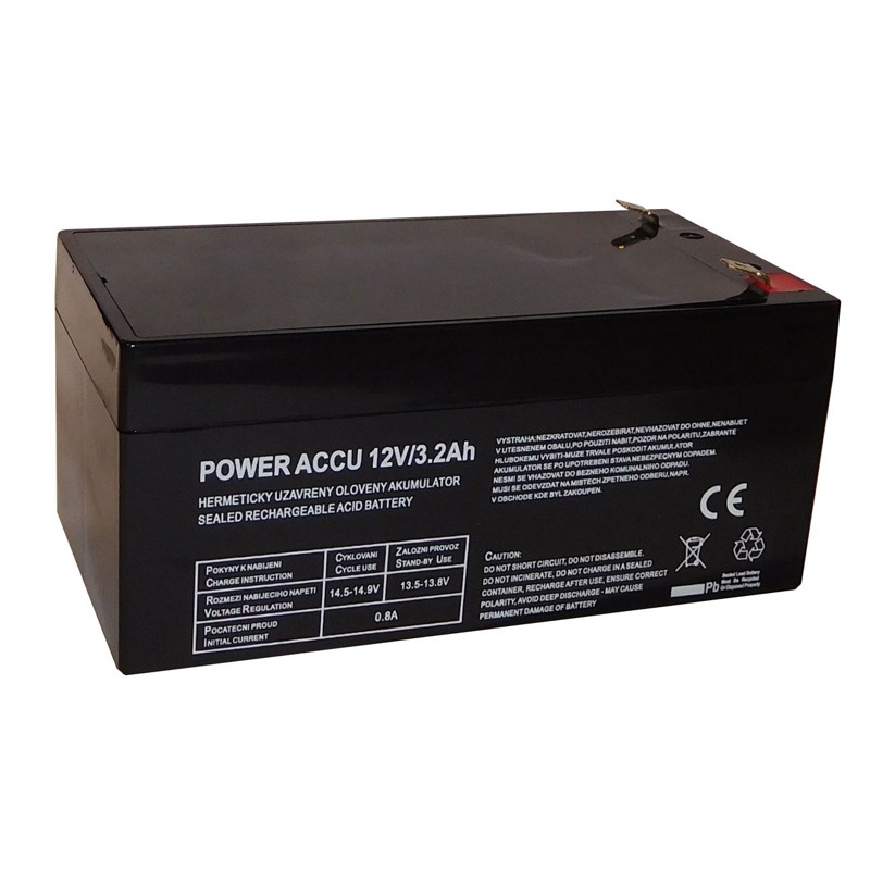 Power Accu 12V/3,2Ah Bezúdržbový olověný akumulátor