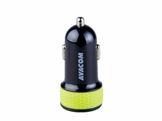 AVACOM nabíječka do auta se dvěma USB výstupy, USB - micro USB kabel, černo-zelená barva